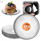 6x TALERZ DESEROWY 17,5cm TALERZYKI DO CIASTA TALERZE SZKLANE PŁYTKI MAŁY bezbarwne, okrągłe, na śniadanie, do zmywarki