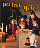 Figurka duch halloween solarna LED ogrodowa czarownica latarnia 25 CM lampion, ozdoba na taras i balkon, dekoracja na