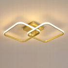 Lampa Sufitowa LED Żyrandol Złoty Kwadratowy Nowoczesny 42W 3000K oprawa wisząca do salonu i jadalni, 2 punkty