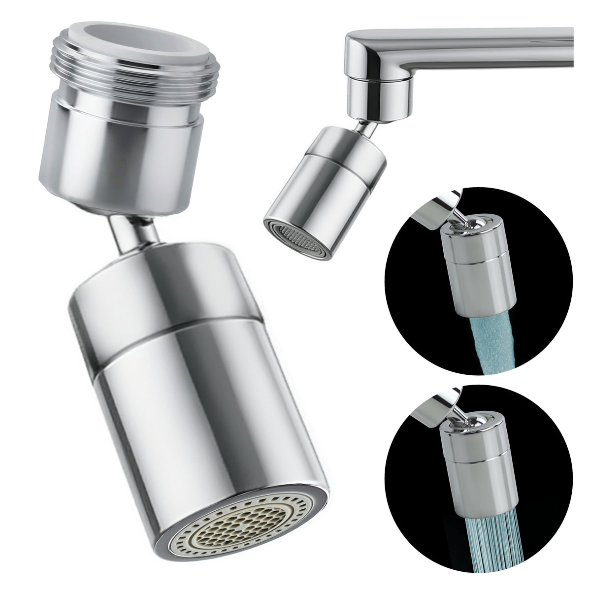 Końcówka do kranu baterii kuchennej ściennej obrotowa 360° metalowa M22 24 perlator aerator napowietrzacz do zlewu