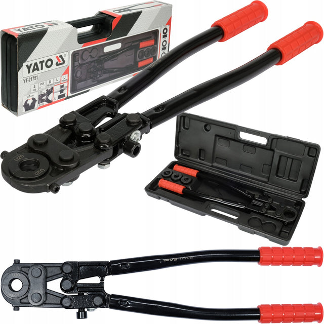 Zaciskarka hydrauliczna yato praska pex-al-pex 3T + matryce "u" 16-25mm do rur wielowarstwowych, ręczna, wymienne szczęki, antypoślizgowe uchwyty
