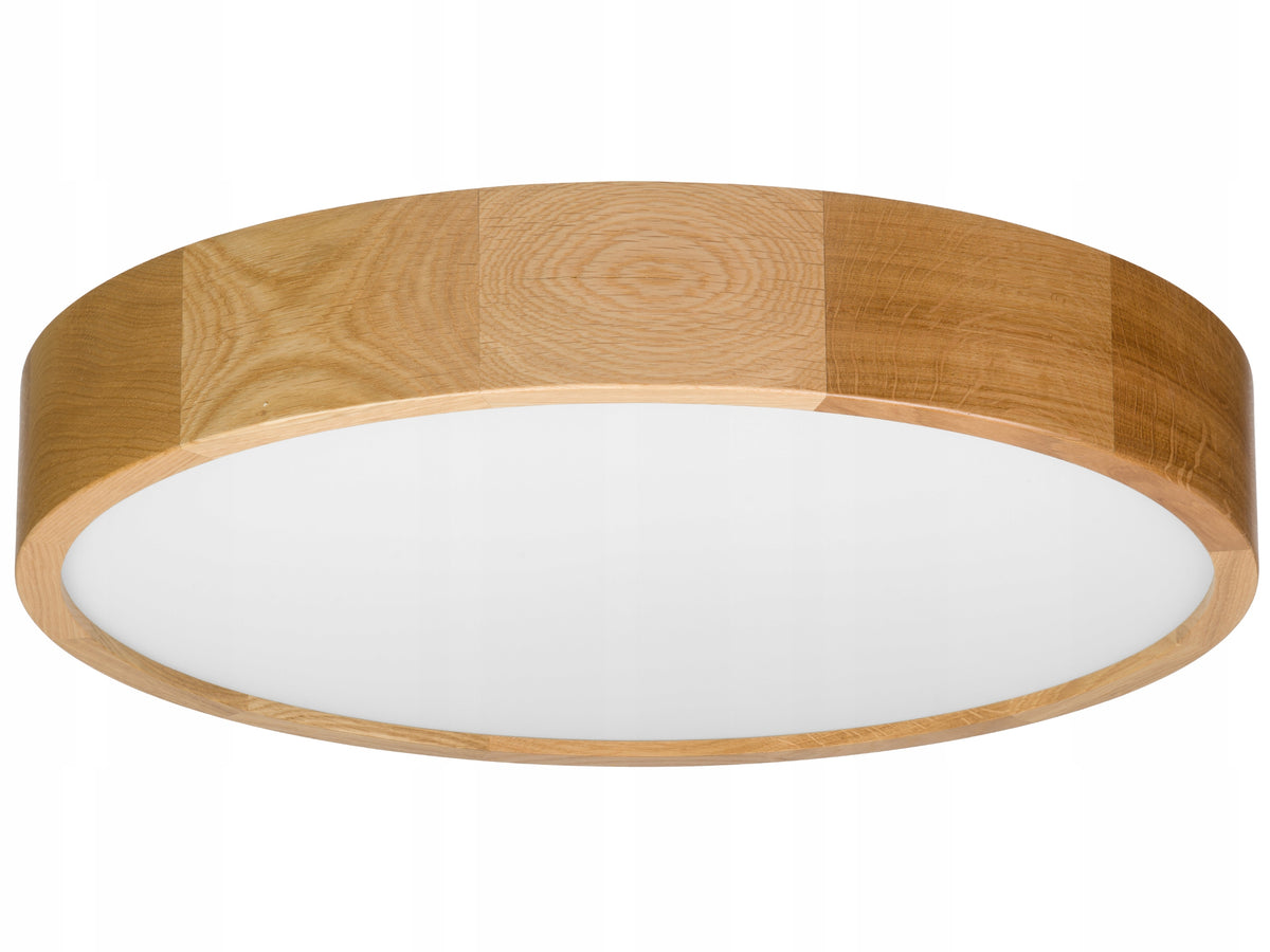 Lampa sufitowa do salonu plafon leja fi475 DĄB LED 3xE27 drewno naturalna oprawa okrągła beżowa, zmienna barwa światła