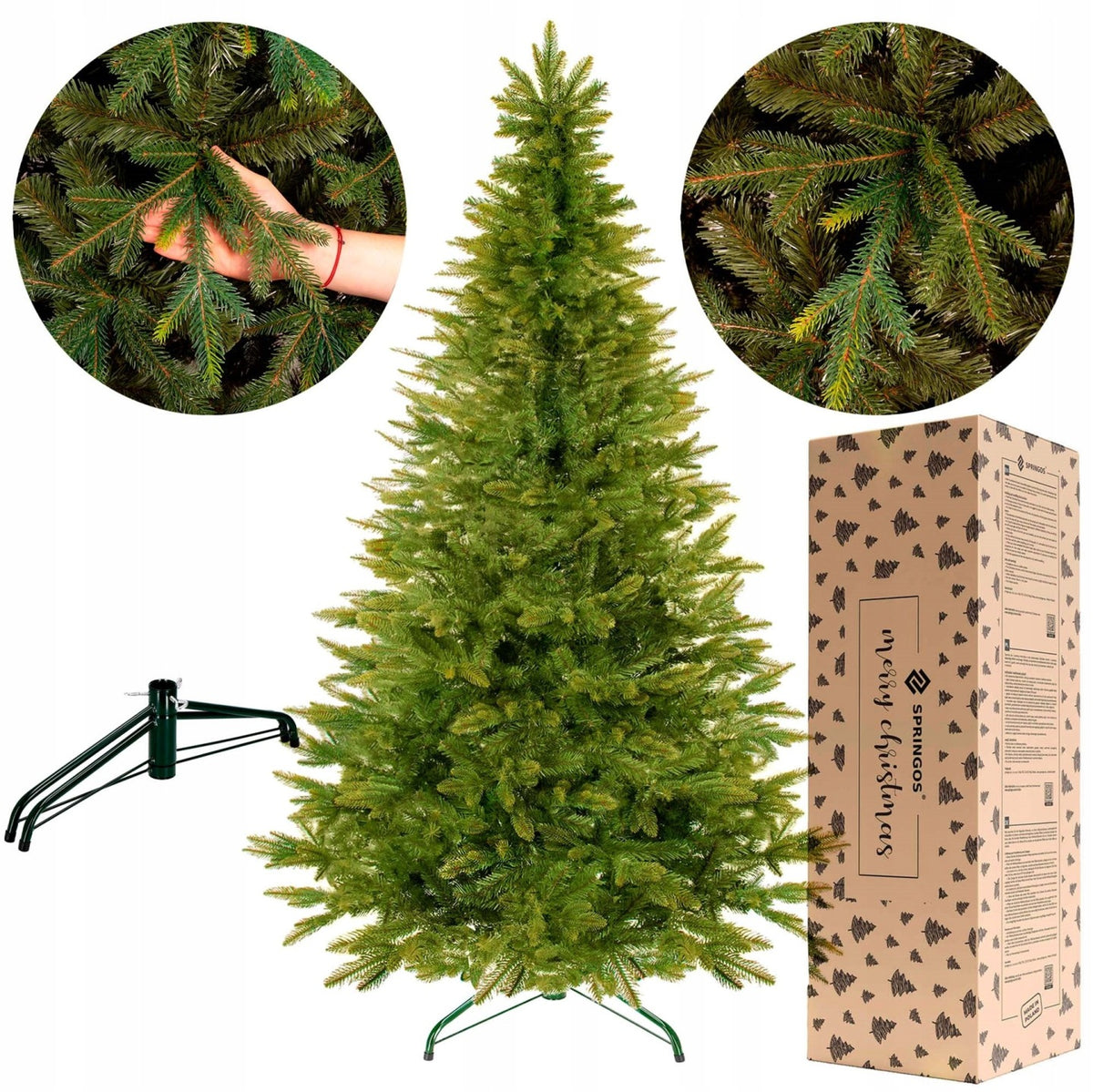 CHOINKA SZTUCZNA ŚWIERK NATURALNY PIĘKNY 220cm gęsta żywa PE PREMIUM STOJAK 201 - 220 cm zielony