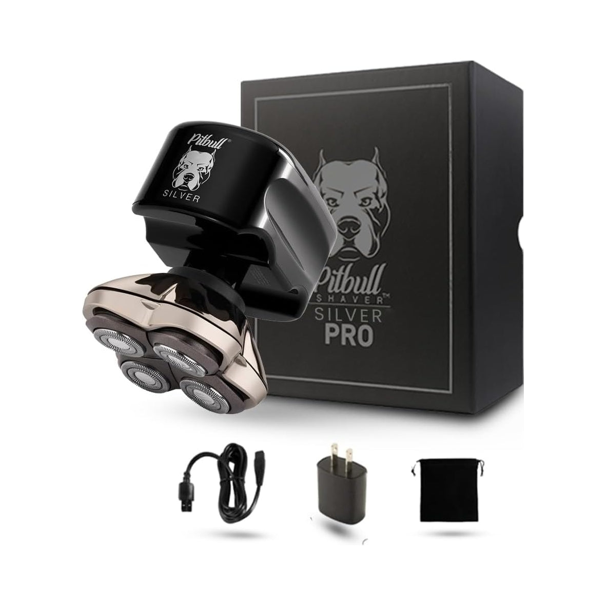 Golarka męska elektryczna Skull Shaver Pitbull Silver PRO włosy zarost głowicowa