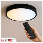 Lampa sufitowa Plafon LED ściemniany 40cm okrągły Czarny pilot panel salon do pokoju dziennego, neutralna barwa biała