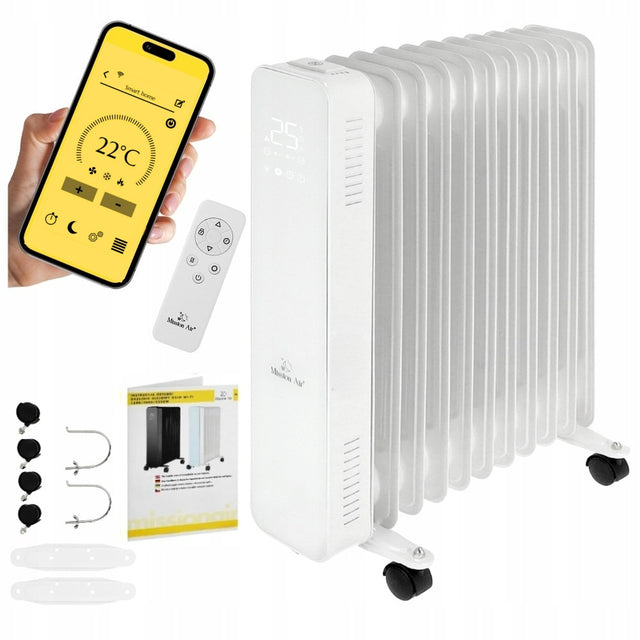 Grzejnik olejowy elektryczny Mission Air oslo biały 2500W biały wifi timer 120 mm 630 mm grzewcza