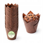 Papilotki do muffinek babeczek tulipany brązowe foremki papier 5 cm 50sztuk wkłady cukiernicze, osłonki na wypieki