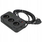 Przedłużacz Listwa Zasilająca Sieciowa 3 Gniazda 230V 3m 6x USB Ładowarka przewód z uziemieniem, gumowa izolacja 1,5