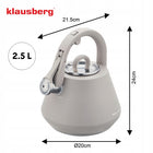 Czajnik z gwizdkiem Stalowy Szary MAT 2,5l klausberg KB-7949 indukcja gaz imbryk kuchenny do gotowania wody, na herbatę