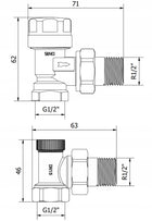 Zestaw termostatyczny zawór grzejnikowy kątowy głowica 1/2" Mexen czarne zawór kątowy czarny