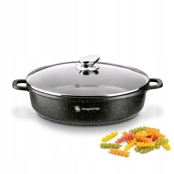 PATELNIA INDUKCJA Głęboka Krótkie Uchwyty Konighoffer Pollo Black 32x8 cm tradycyjna 80 mm 32 cm /Wzór