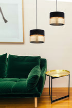 Lampa Wisząca Sufitowa Abażur Żyrandol Czarno Złoty Led oprawa metalowa 1-punktowa E27 do salonu jadalni kuchni, maks