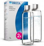 Zestaw dwóch butelek szklanych do wody do saturatora brita sodaTRIO 1l x2 zapasowe pojemniki na napoje gazowane
