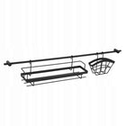 Reling kuchenny czarny reling z haczykami i półkami zestaw kuchenny Tadar organizer ścienny, uchwyt na przybory, 78 cm