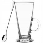 ZESTAW 6 szt. SZKLANKI I ŁYŻECZKI DŁUGIE DO KAWY LATTE MACCHIATO KOMPLET do cappuccino, 280 ml, szkło, przezroczyste