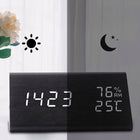 Budzik zegar elektroniczny termometr alarm cyfrowy zegarek stojący cichy czarny tworzywo sztuczne