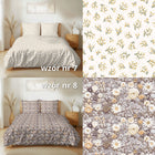 Komplet Pościeli 100% Bawełna 160x200 cm - Kwiaty Boho Beżowe Tło poszewki 70x80, 3 części, zapięcie na suwak