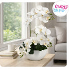 Storczyk Biały Sztuczny Silikonowy Trzy Pędy Jakość Premium 64 cm 003 orchidea doniczkowa, dekoracja wnętrza, roślina