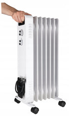 Grzejnik olejowy elektryczny TERMOSTAT olejak 7 żeberek DEDRA moc 1500W 14 mm 67 mm grzewcza biały