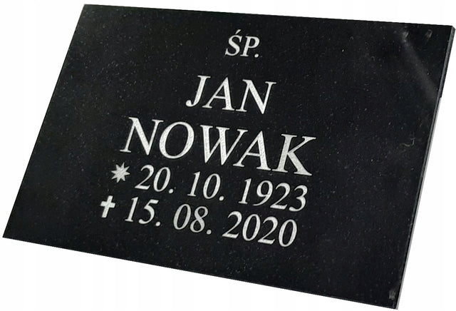 Tablica nagrobna granitowa czarna 30x20 z grawerem wytrzymała płyta na pomnik z napisem, oznaczenie grobu, do upamiętnienia zmarłych