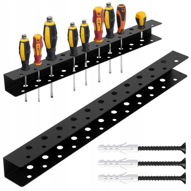 Wieszak na śrubokręty narzędzia do warsztatu garażu ścienny szyna 50 CM metalowy organizer na wkrętaki, udźwig do 8 kg