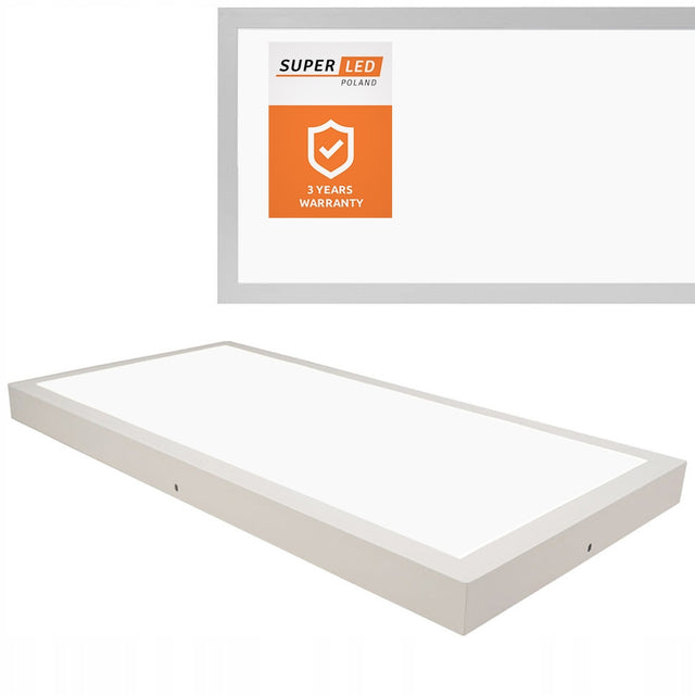 Panel LED Sufitowy 36W Plafon Natynkowy 60 x 30cm CCD premium biały 3600lm lampa do biura i kuchni, neutralna barwa światła, zintegrowane źródło