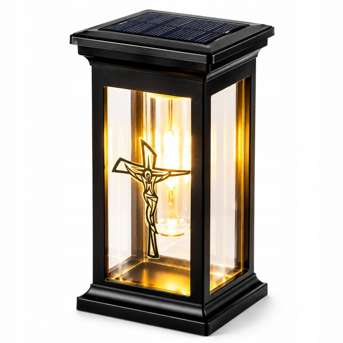 Znicz Solarny LED Lampion Lampka na Grób Cmentarny Krzyż ŚWIECI 3 lata
