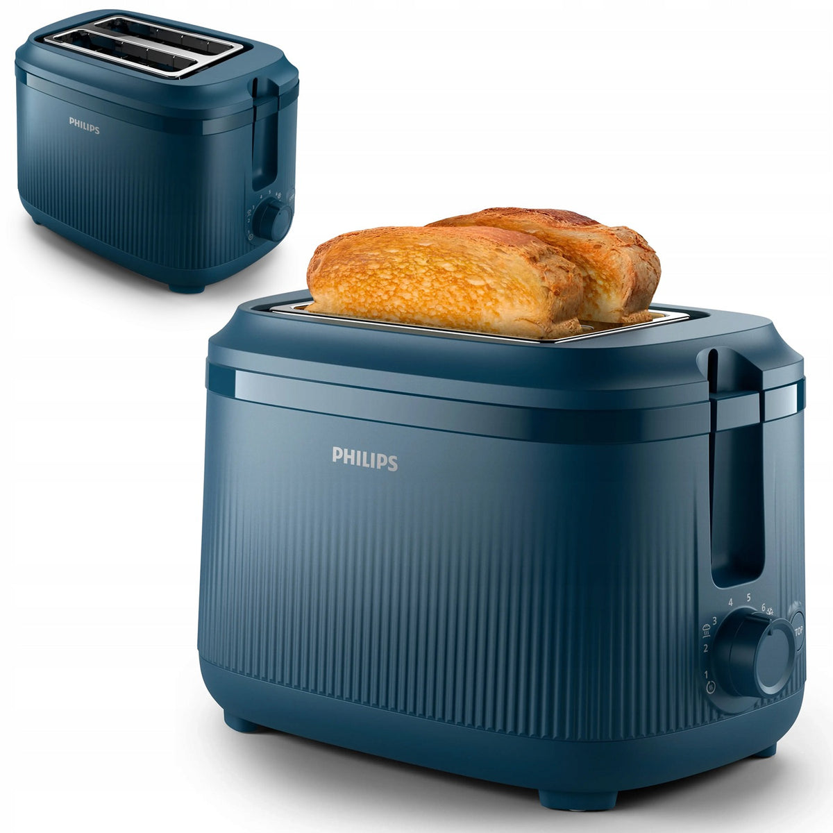 Toster philips HD2511/70 Seria 3000 niebieski 830 w ruszt do bułek opiekacz, 2 kromki, rozmrażanie pieczywa