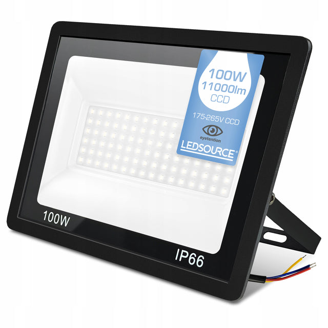Halogen Reflektor 100W 11000lm Lampa Robocza Naświetlacz Wodoodporny Slim LED do warsztatu i garażu, IP66, neutralna biel 4500 K