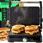 Opiekacz grill do kanapek panini toster rozkładany elektryczny duży 1500W nominalna czarny