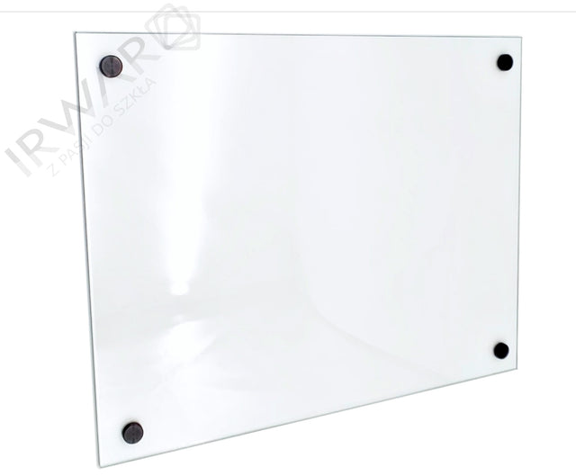 Panel szklany hartowany 50x60 + czarne mocowania fartuch kuchenny, osłona ściany nad blatem, prostokątny 6 mm