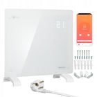 Grzejnik elektryczny energooszczędny szklany łazienkowy 1kW WiFi EGW-10B 520 mm 470 mm grzewcza biały
