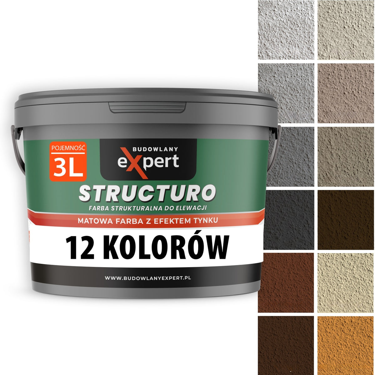 Farba structuro Zewnętrzna strukturalna Baranek 3 L Elewacyjna Fasadowa 3l akrylowa do betonu i ścian, matowa, beżowa
