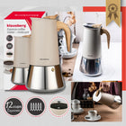 Kawiarka Klausberg KB-7997 12 espresso Moka Indukcja Gaz Stal Premium zaparzacz do kawy, 600 ml, beżowy