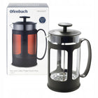 Zaparzacz szklany do herbaty ziół kawy 600ml dzbanek french press ofenbach praska do naparów, czarny, 2 filiżanki