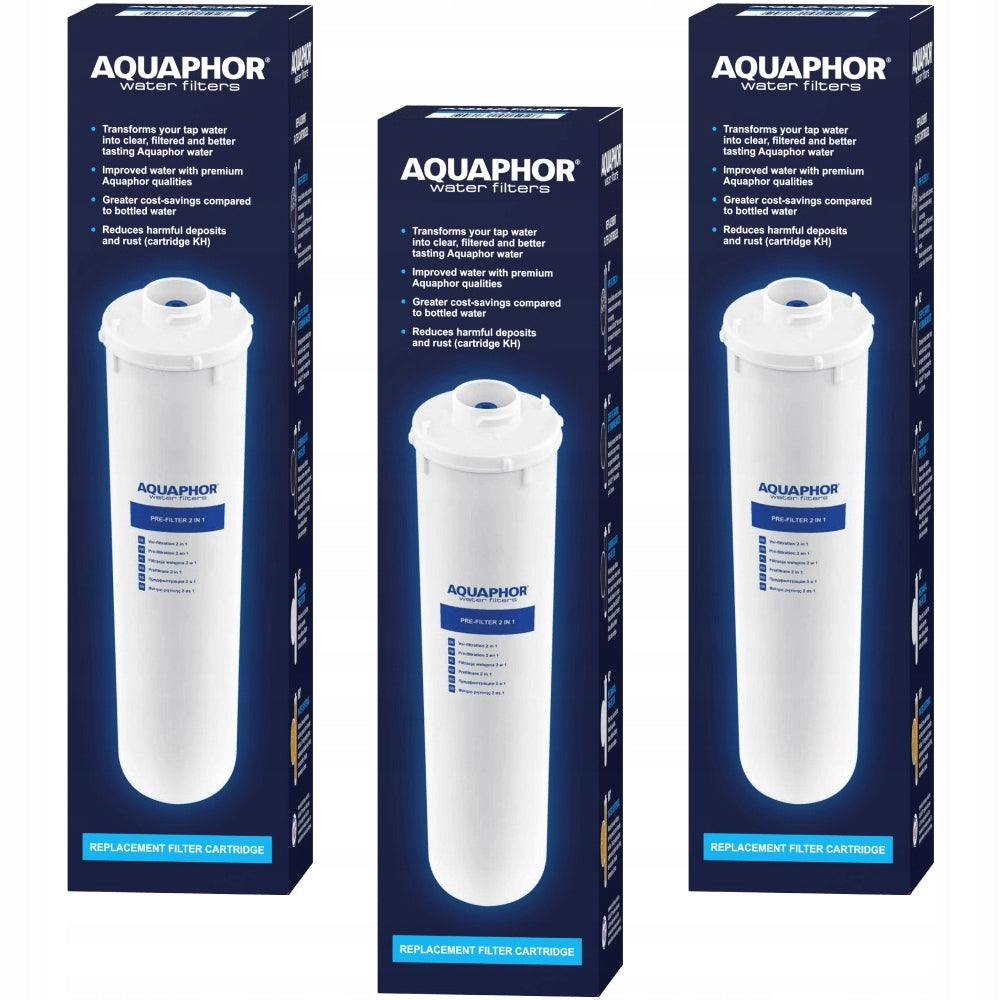 Wkłady filtrujące Aquaphor K2, K5, K7 Filtry do Moriona pod zlew oczyszczanie wody, zestaw 3 sztuki, kolor biały
