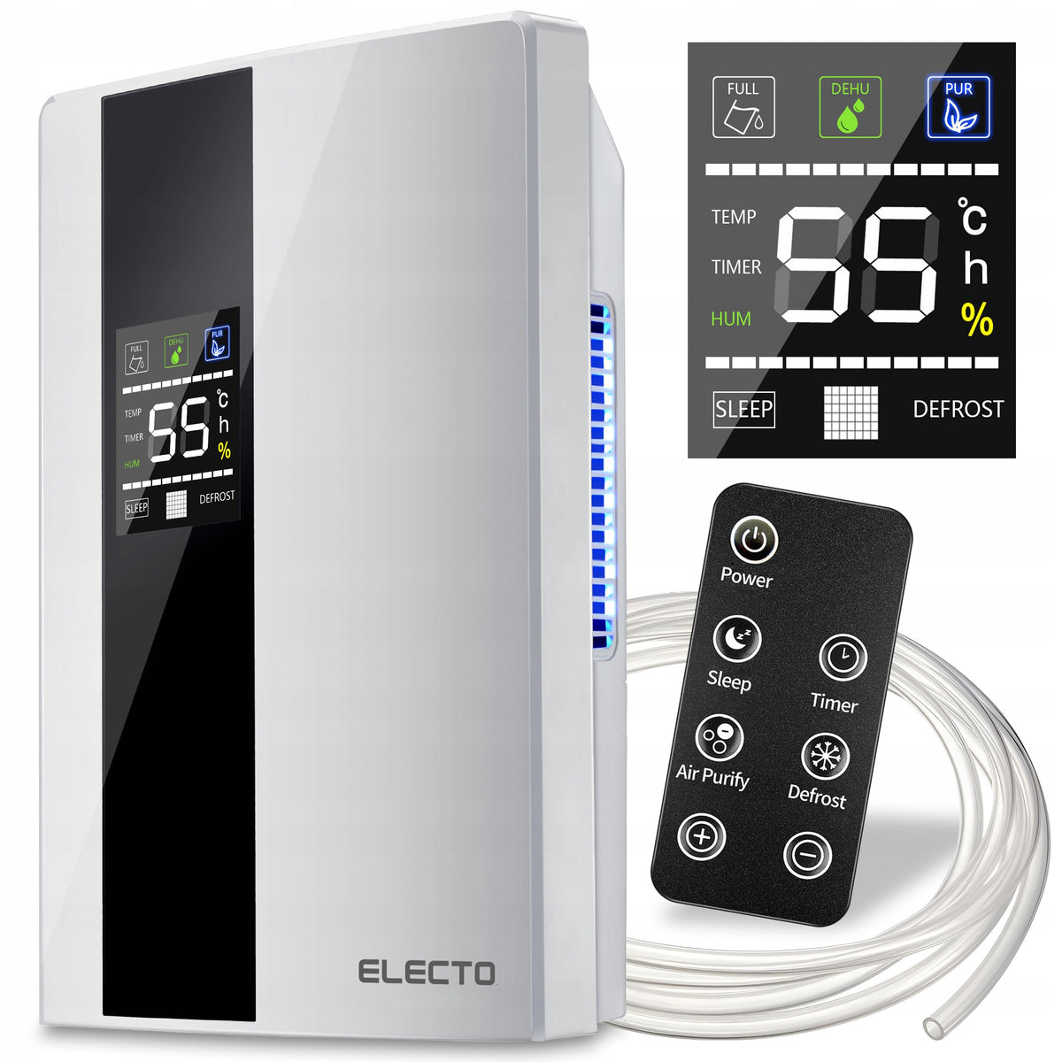 Osuszacz powietrza domowy pochłaniacz wilgoci 90W 35dB timer + pilot electo 90 w