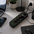 PRZEDŁUŻACZ 4x USB 5 GNIAZD 3m USB ŁADOWARKA TYP-C CZARNY LISTWA ZASILAJĄCA rozgałęziacz sieciowy z uziemieniem, do