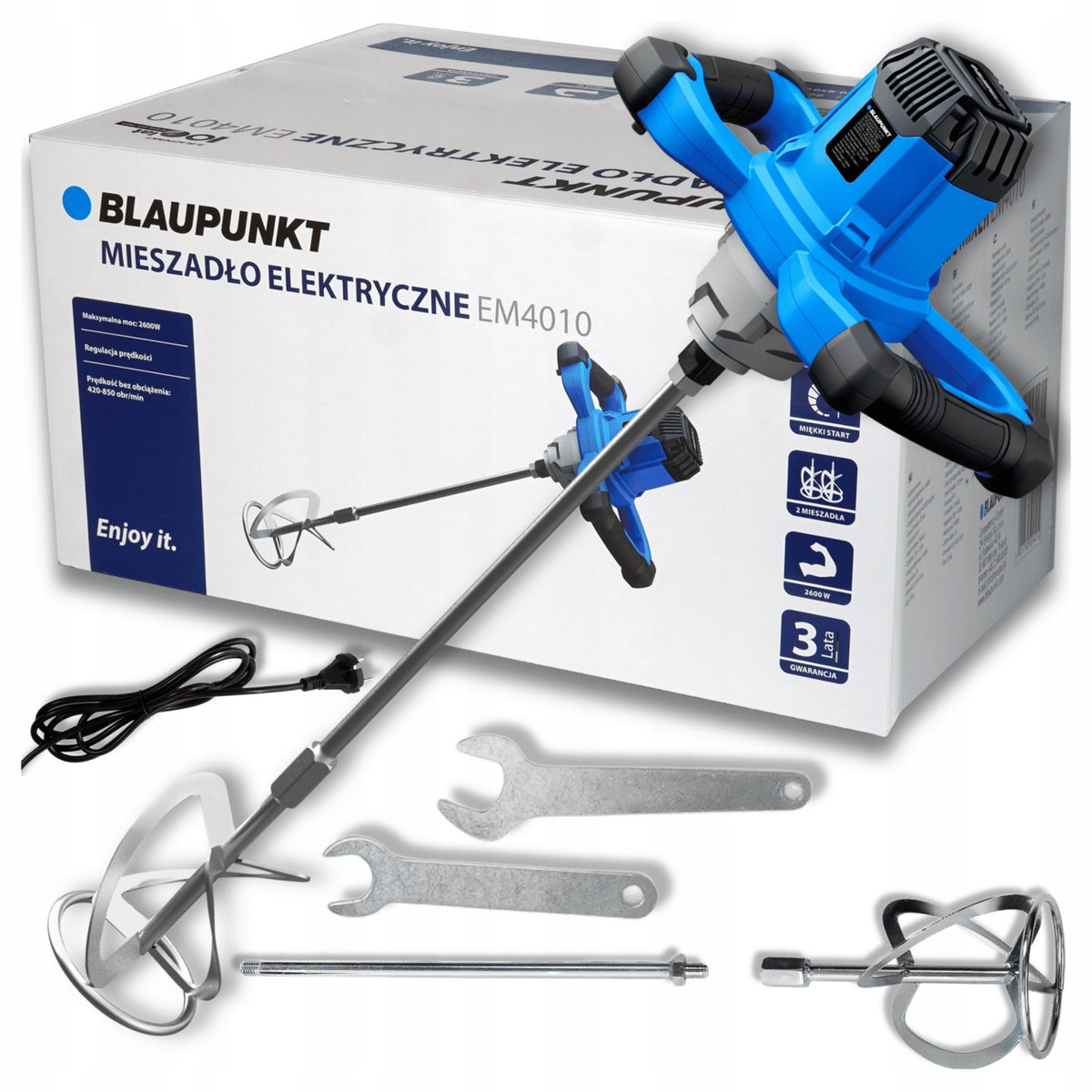 Mieszadło Do Kleju Betonu elektryczne Blaupunkt 2600W 2 MIESZADŁA M14 mieszarka budowlana, 6 biegów, średnica 120 mm