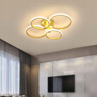 Lampa sufitowa LED złota żyrandol nowoczesna salonu ściemnialna+pilot 56W oprawa wisząca do jadalni, 4 punkty światła