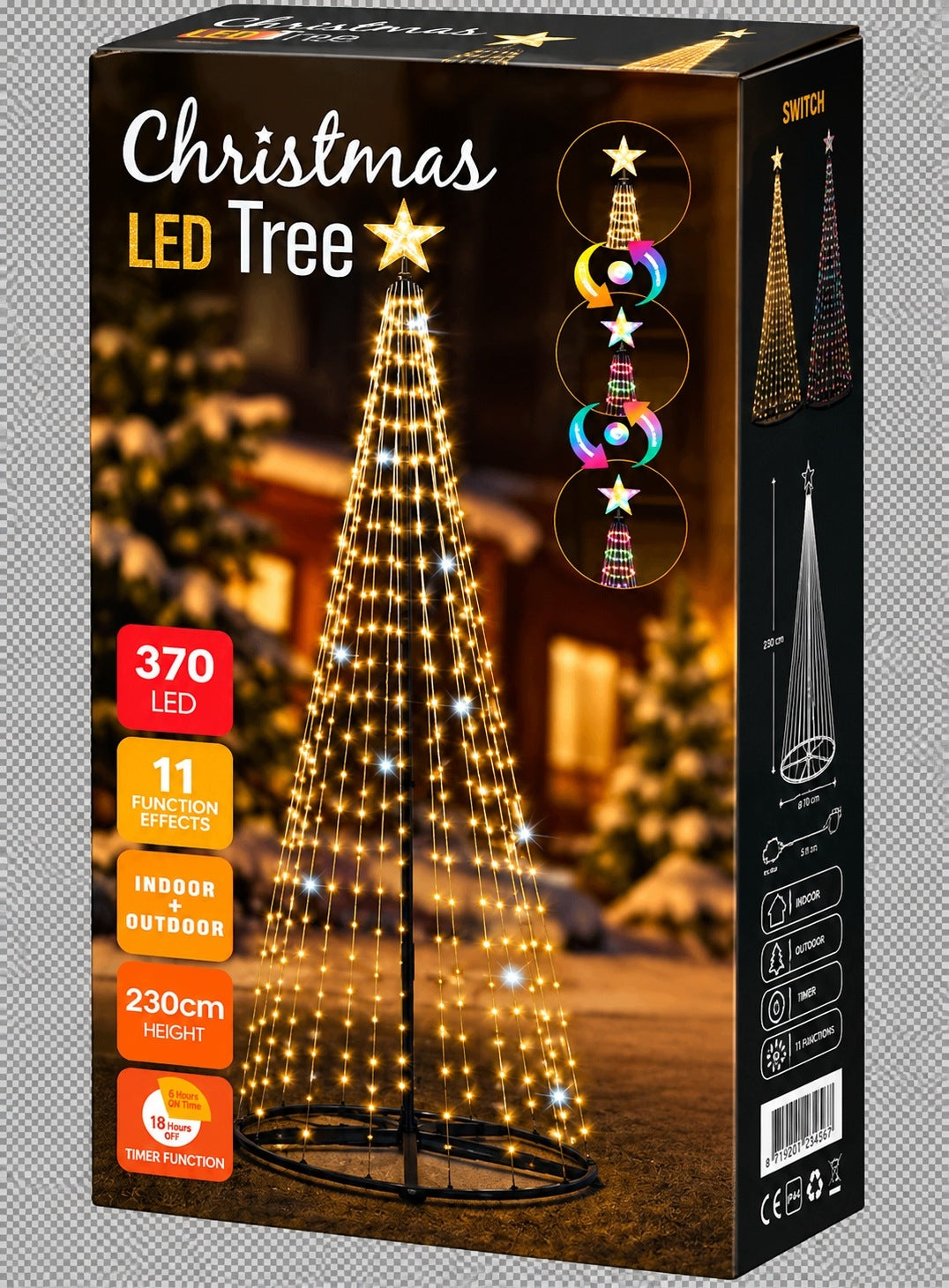 Choinka zewnętrzna 370 LED 230 CM 221 - 250 cm