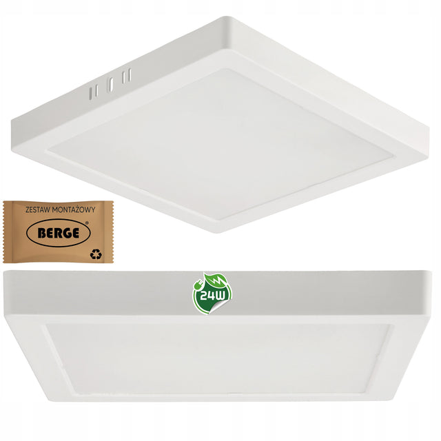 Plafon LED Lampa Sufitowa Natynkowa 24W 2640lm 3000K Ciepła Biały Kwadrat oprawa oświetleniowa do wnętrz, zintegrowane źródło światła 28,5 cm
