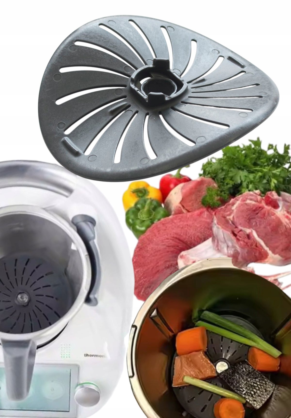 Mega osłona noża miksujacego do Thermomix TM5 TM6 TM7 srebrny/szary