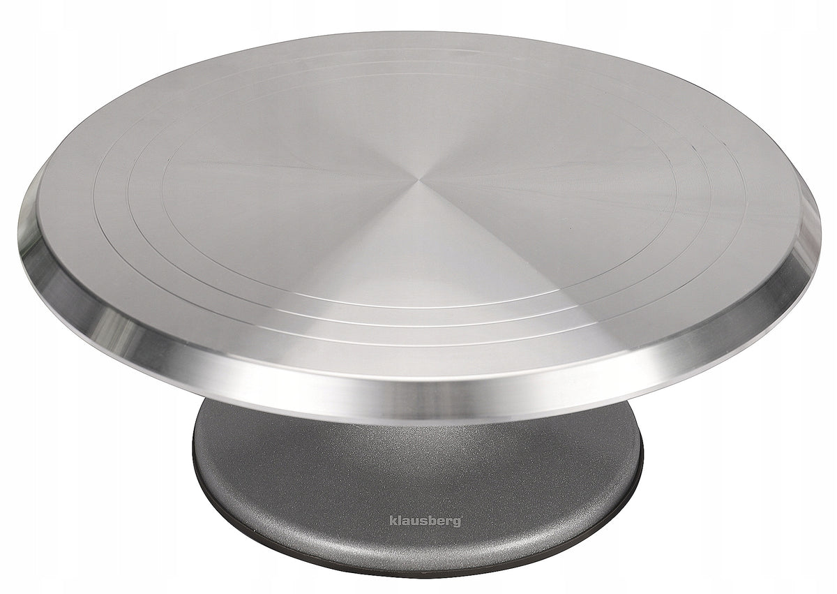 Patera obrotowa na ciasto talerz do dekorowania tortu profesjonalny 31 cm stojak cukierniczy metalowy szary