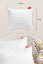 PODUSZKA HOTELOWA 70X80cm ANTYALERGICZNA PIKOWANA DO SPANIA NA ZAMEK BIAŁA wypełnienie z włókien silikonowych 1010 g