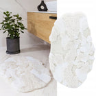 Dywan Shaggy Antypoślizgowy Premium Miękki Puszysty 50x80cm Ozdobny mata łazienkowa, owalna, beżowa, poliester, grubość