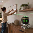 Poziomica laserowa 360 płaszczyznowa 4D laser krzyżowy zestaw PRO 16 lini zielony niwelator do glazury, remontu i prac