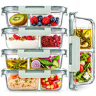 Szklane pojemniki na żywność zestaw pojemników 4x 1l z przegrodami lunchbox do mikrofali, zamrażarki i zmywarki, na