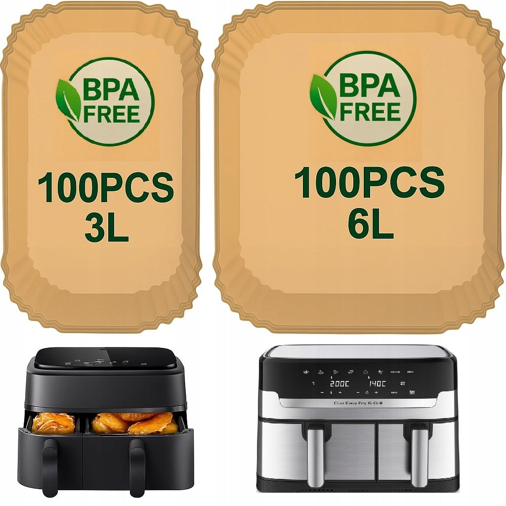 200SZT WKŁADY PAPIEROWE DO AIR FRYER PHILIPS I FRYTKOWNIC DUAL BASKET papier do pieczenia 21 cm z 51 sztuk