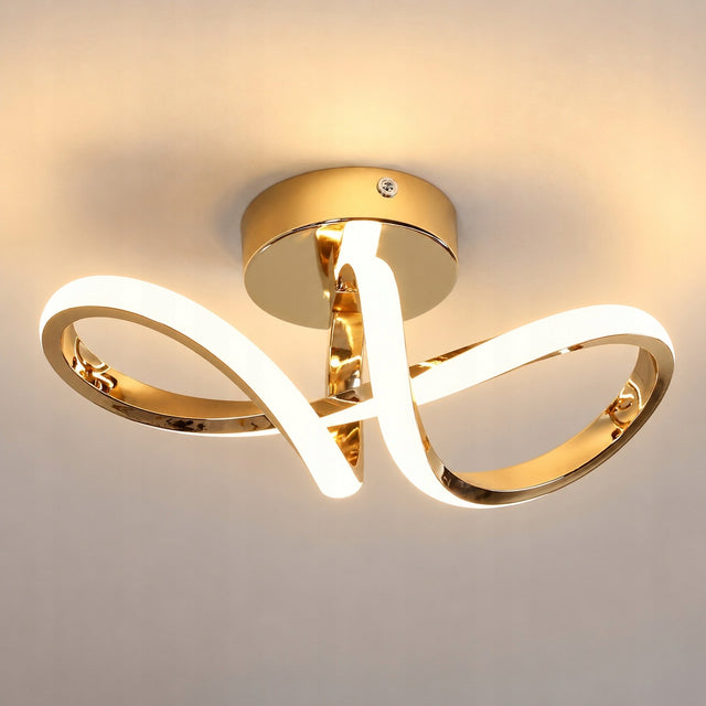 Lampa sufitowa plafon LED żyrandol złota nowoczesna salonu 3000K 20W 2250LM wisząca oprawa metalowa do jadalni, sypialni i kuchni 30 cm